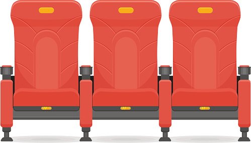 499x285 Red Comfortable Realistic Cinema Seat Fvector Illustration
