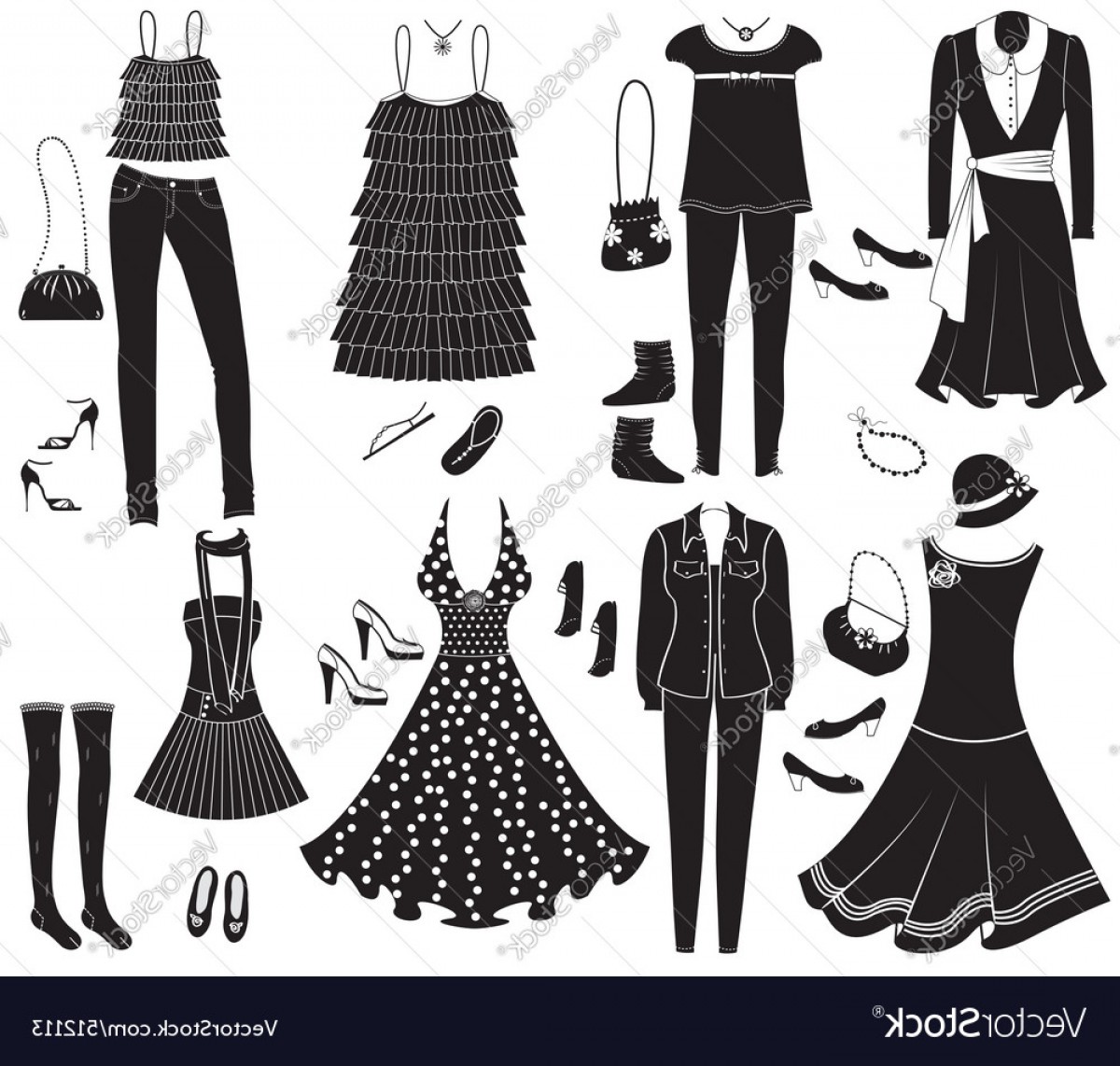 1200x1142 Vector Fashion Clothes And Accessories For Weman F Vector