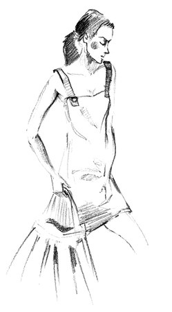 249x450 Fvector Ashion Girl In Sketch Style Illustration Royalty Free