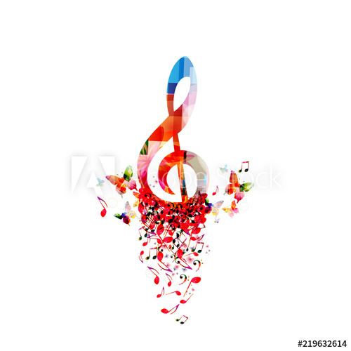 500x500 Music Colorful Background With Music Notes And G Clef Vector