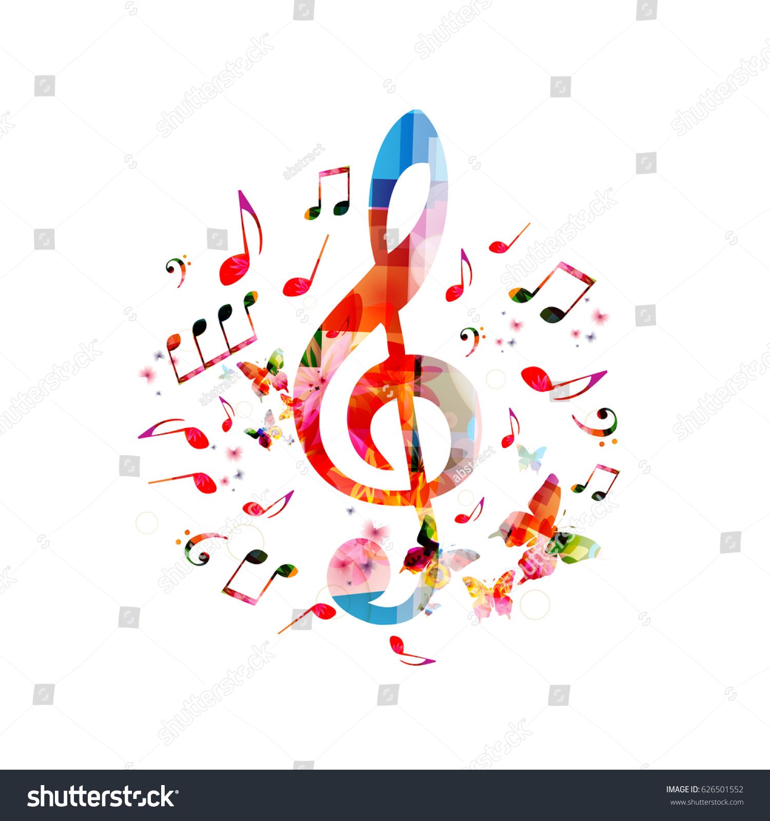 1500x1600 Music Notes Background Colorful G Clef And Music Notes Isolated