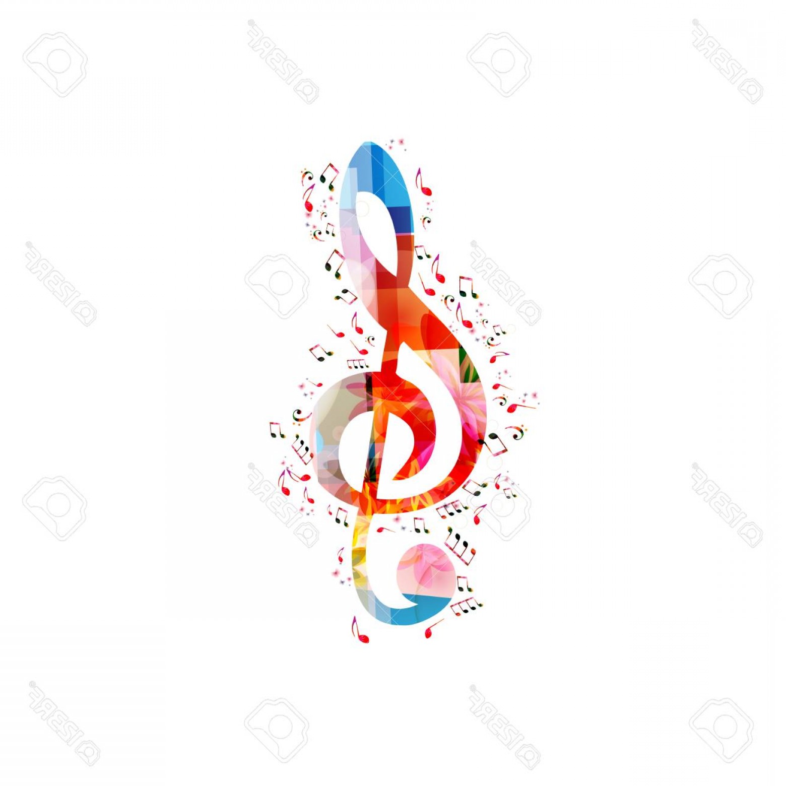 1560x1560 Photostock Vector Music Colorful Background With G Clef And Music