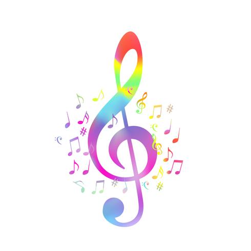 490x490 Colorful G Clef With Music Notes Vector Illustration Design