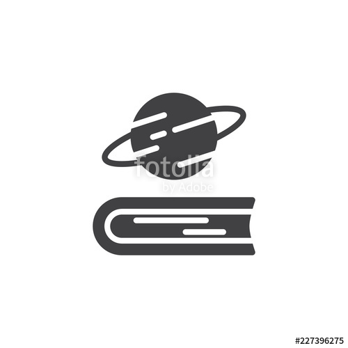 500x500 Book And Saturn Planet Vector Icon Filled Flat Sign For Mobile