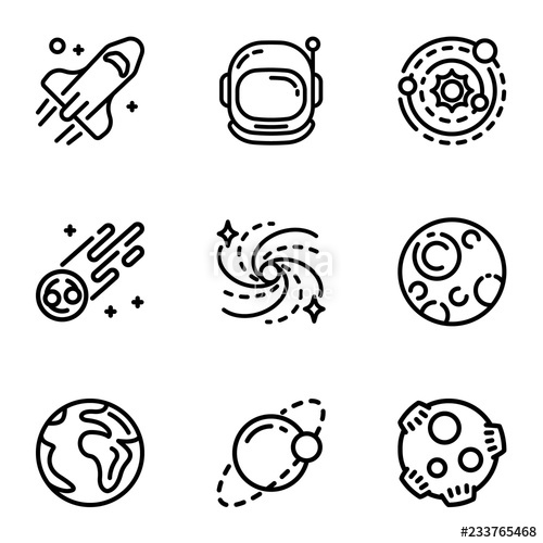 500x500 Space Galaxy Icon Set Outline Set Of Space Galaxy Vector Icons