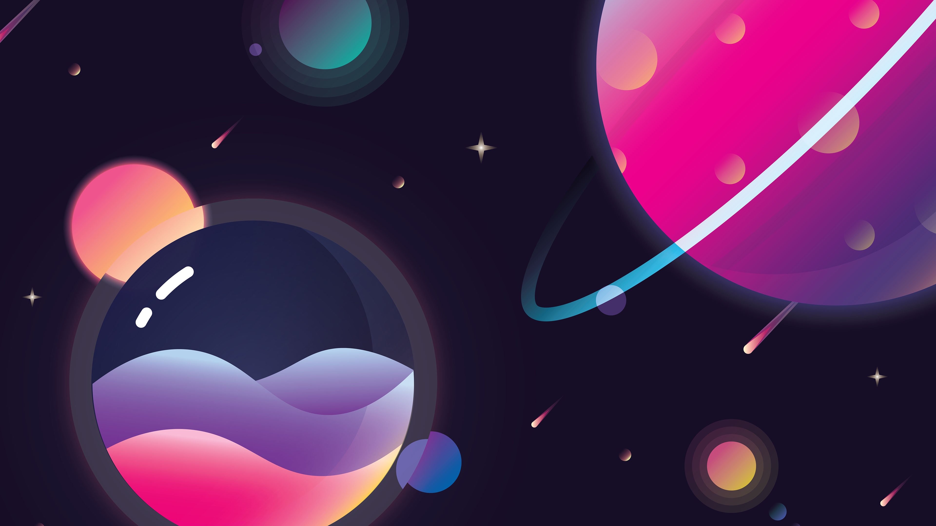 3840x2160 Download Vector Planets, Artwork, Illustration, Stars