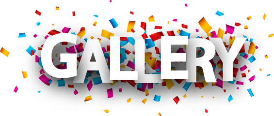 565x240 Gallery Poster With Colorful Confetti Stock Image And Royalty