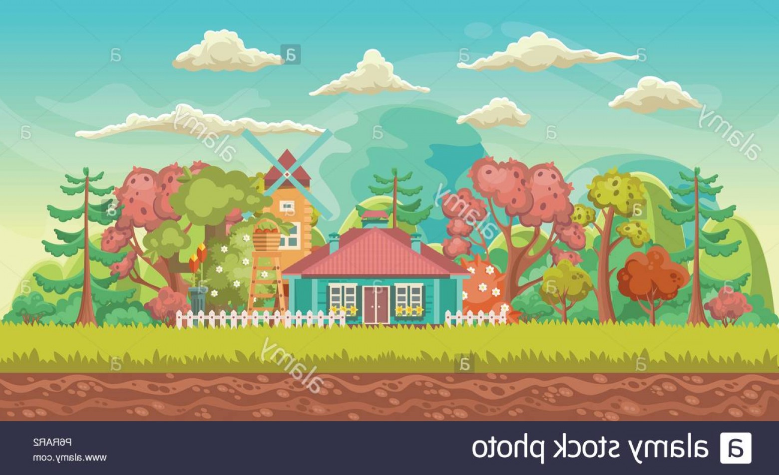 Vector Game Background Landscape Orientation Panorama With Cute 1560x952 Vector Game Background Landscape Orientation Panorama With Cute
