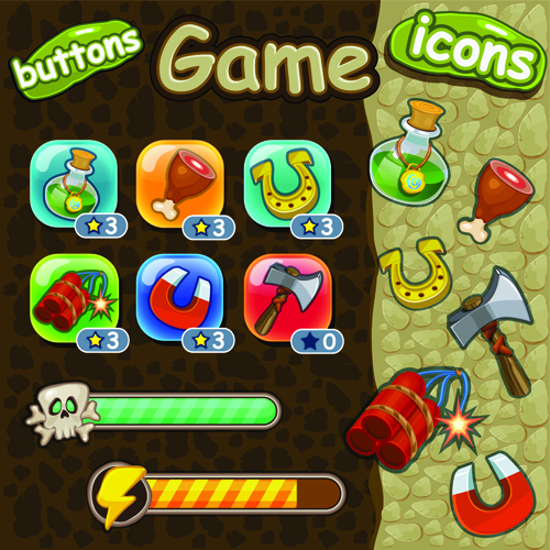 Cute Game Button And Other Design Elements Free Download 500x500 Cute Game Button And Other Design Elements Free Download