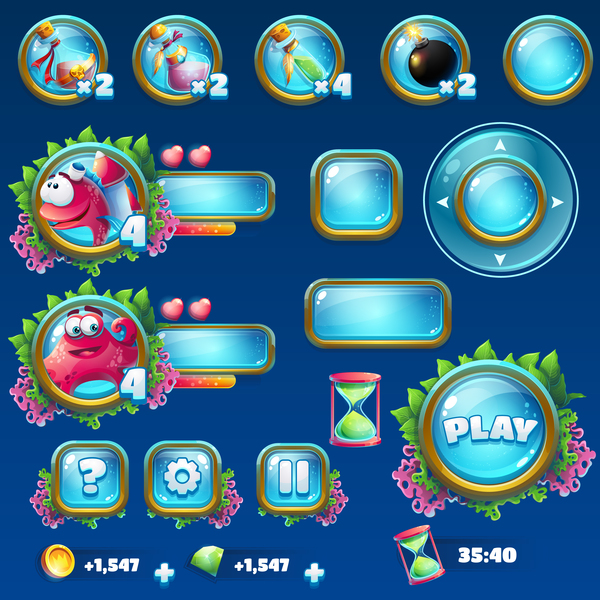 Underwater World Game Button Vector Material Free Download 600x600 Underwater World Game Button Vector Material Free Download