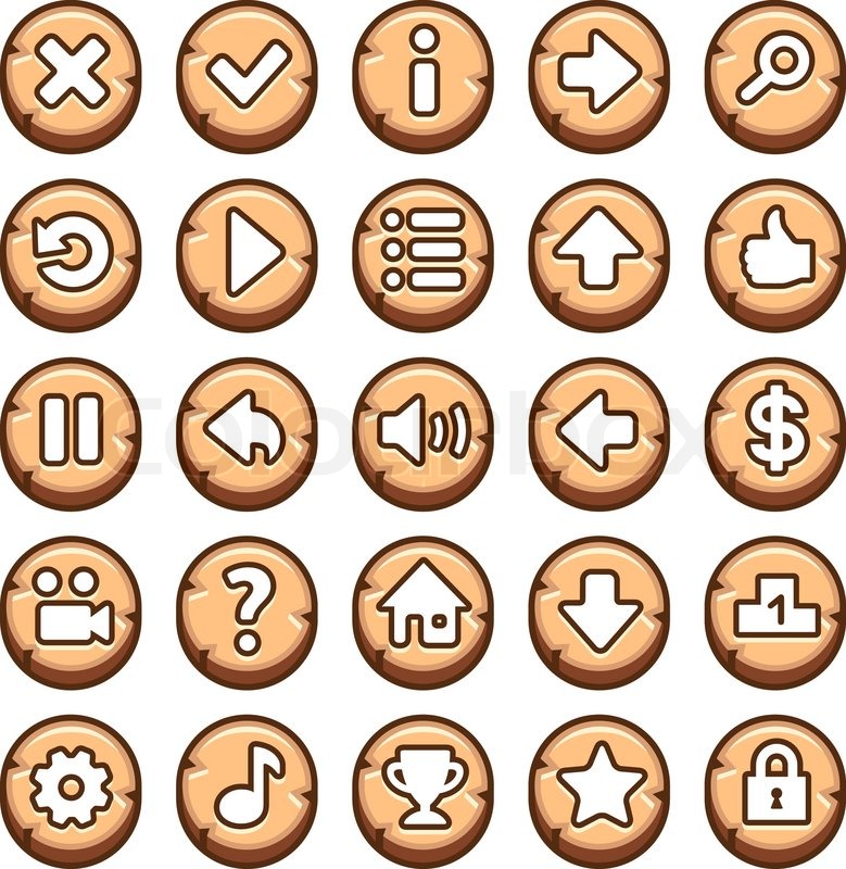 Wooden And Round Video Game Buttons Stock Vector Colourbox 779x800 Wooden And Round Video Game Buttons Stock Vector Colourbox