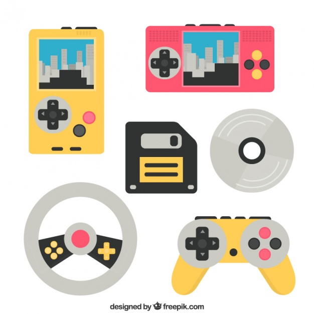 626x626 Various Accessories And Video Game Consoles In Flat Design Vector