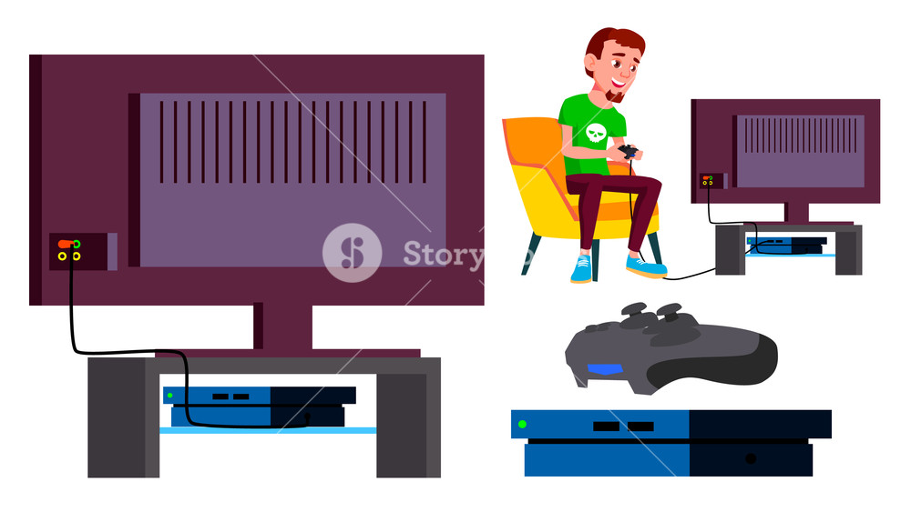 1000x563 Video Game Console Vector Teen Playing Modern Plasma Pad
