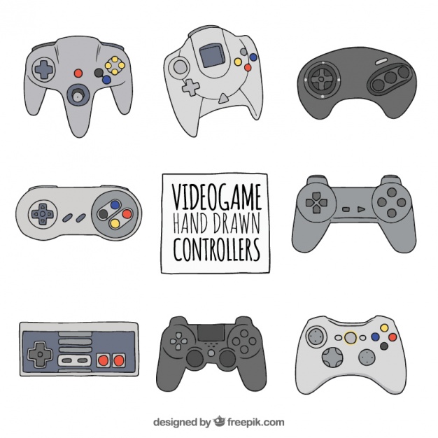 Set Of Hand Drawn Video Game Controllers Vector Free Download 626x626 Set Of Hand Drawn Video Game Controllers Vector Free Download