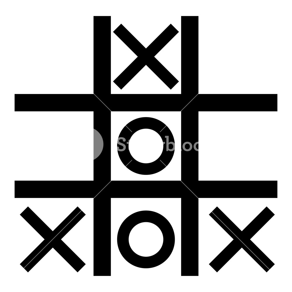 1000x1000 Tic Tac Toe Game Icon Black Color Vector Illustration Flat Style