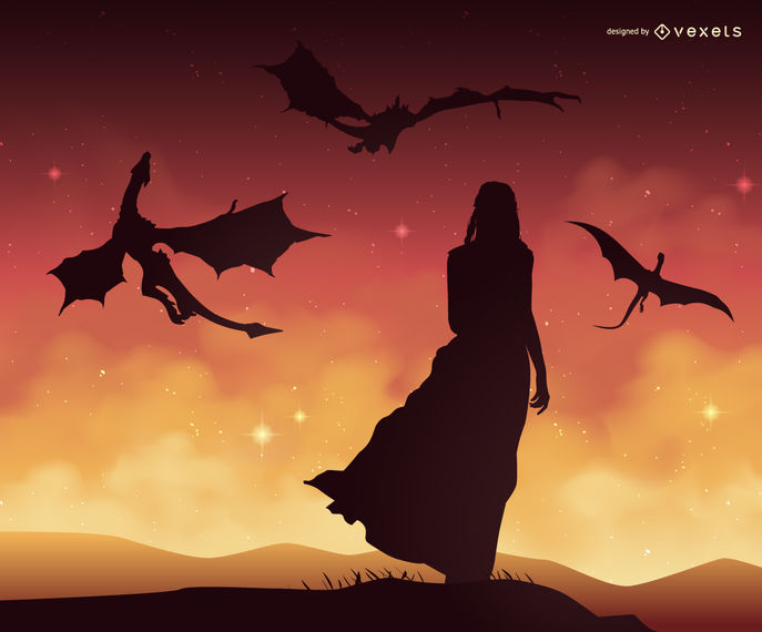 687x570 Game Of Thrones Illustration Daenerys Targaryen With Dragons