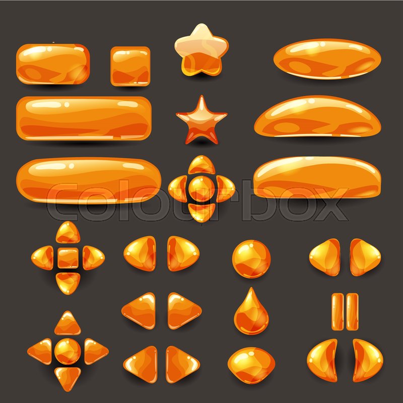 800x800 Game Ui Set Complete Orange Menu Of Stock Vector Colourbox