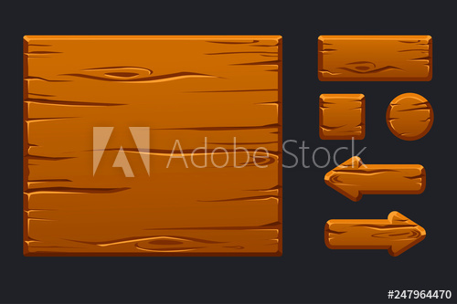 500x333 Vector Game Ui Kit Template Wooden Menu Of Graphical User