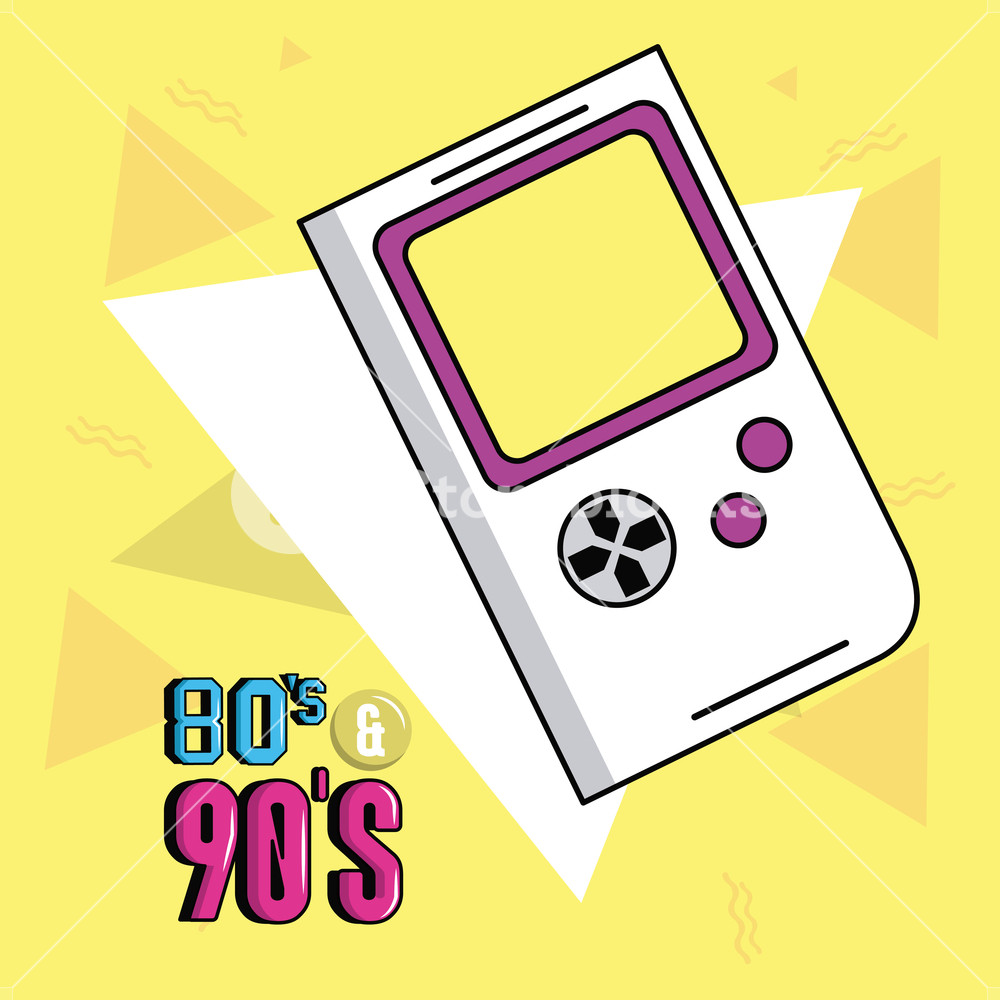 1000x1000 Eighties And Nineties Style Gameboy Yellow Background Vector