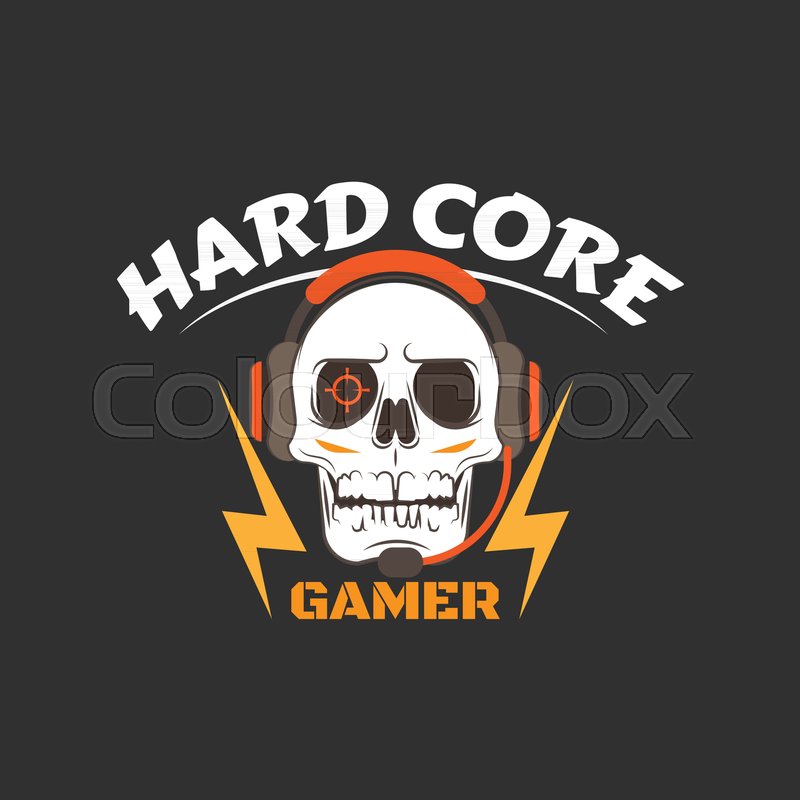 800x800 Hard Core Gamer Logo With White Skull, Stock Vector Colourbox