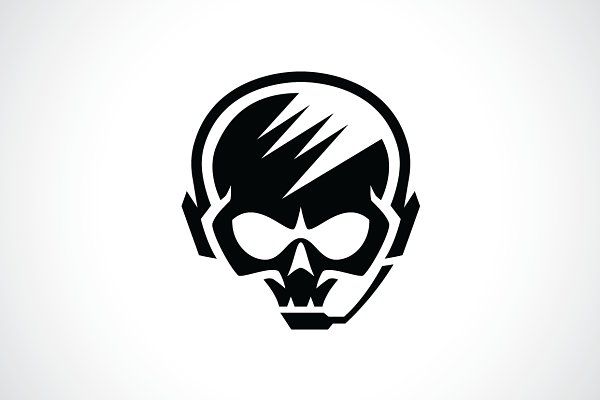 600x400 Hardcore Skull Gamer Logo Template