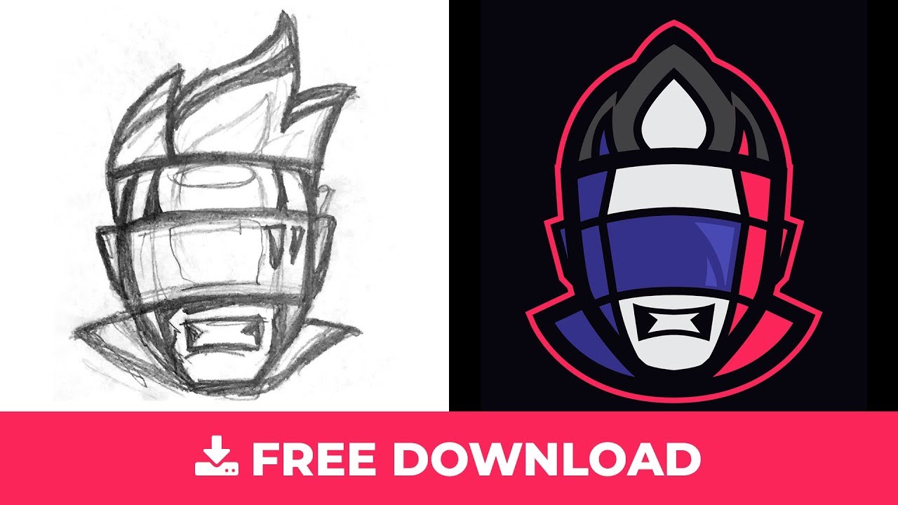 1280x720 Sketch To Vector Hard Gamer Logo Free Download Speed Art