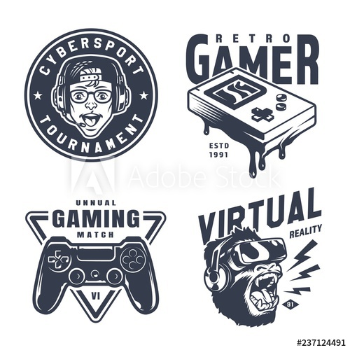 500x500 Vintage Monochrome Video Game Logos