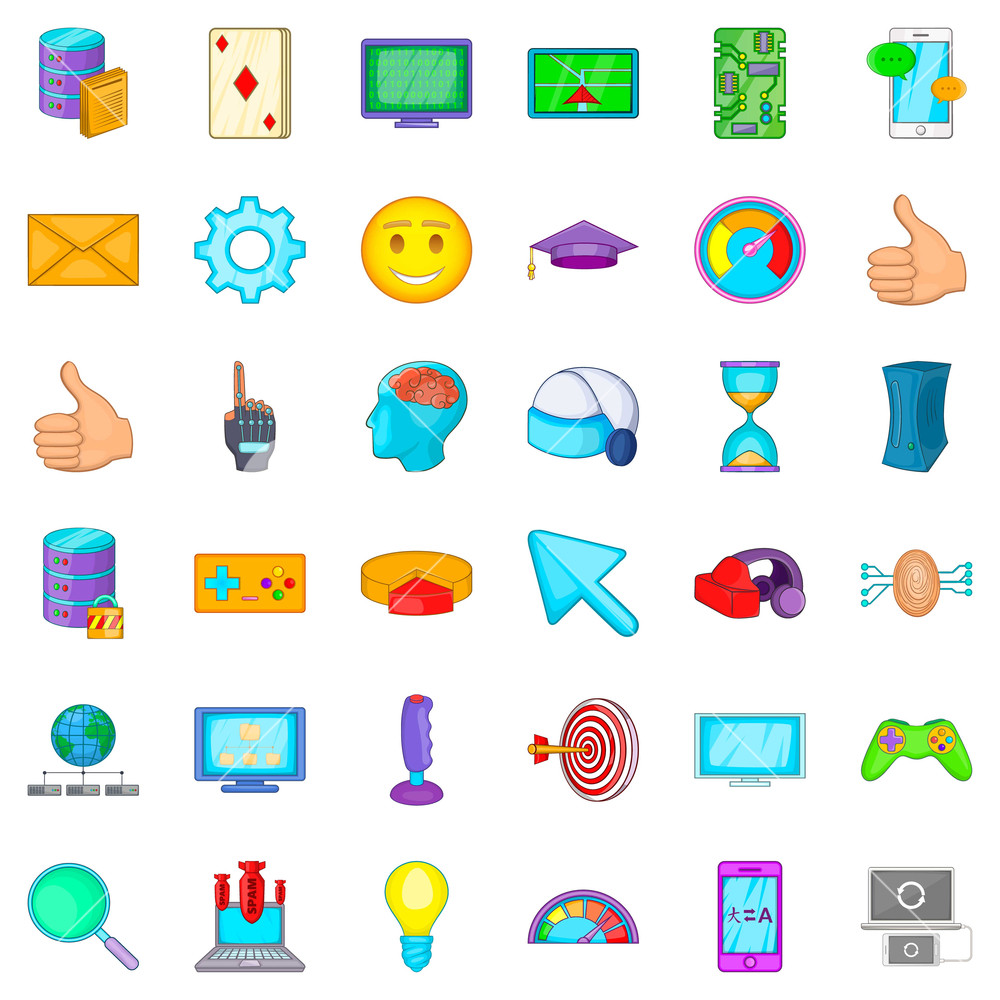 1000x1000 Gamer Icons Set Cartoon Style Of Gamer Vector Icons For Web