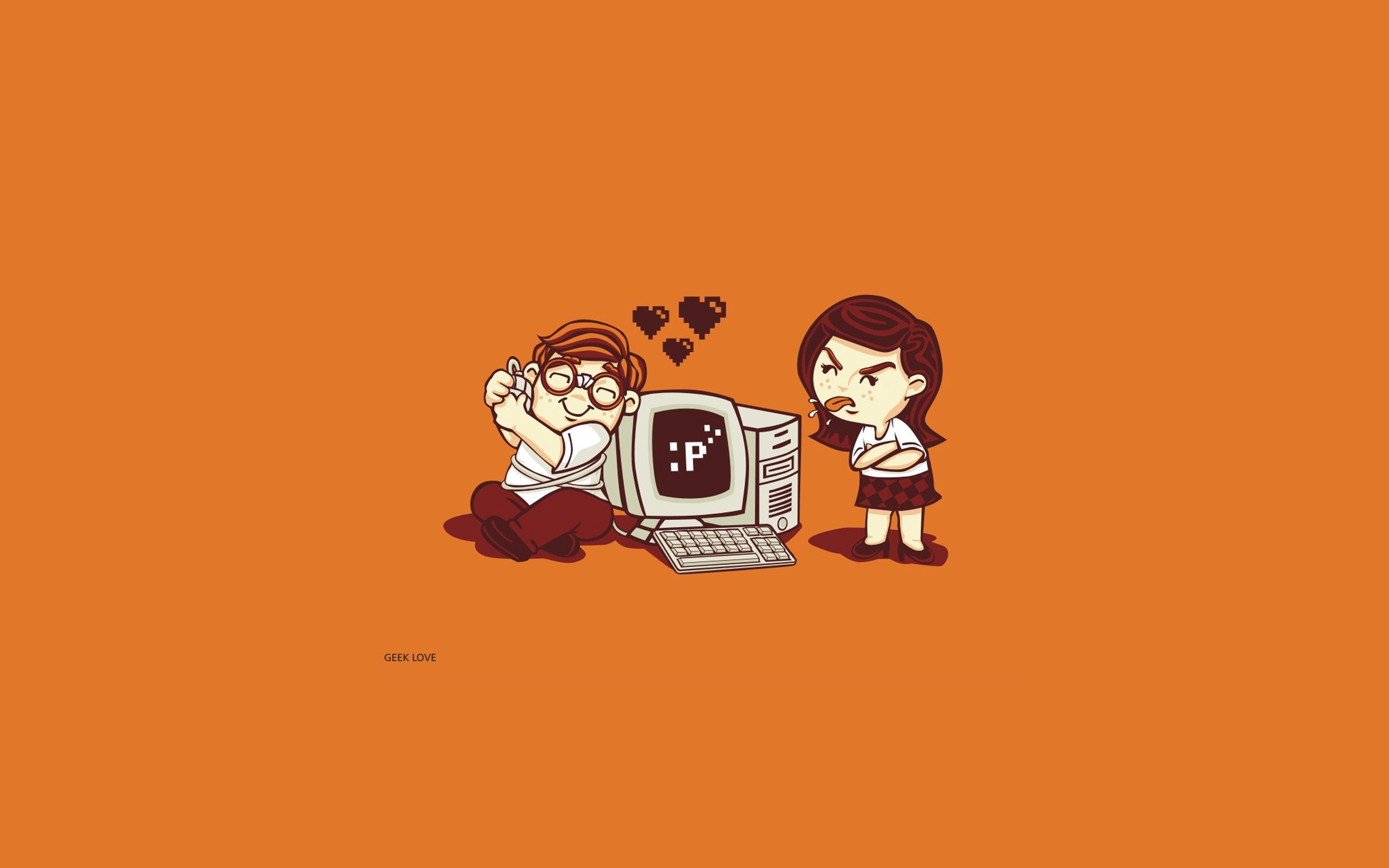 2560x1600 Man Woman Computer Love Gamer Vector