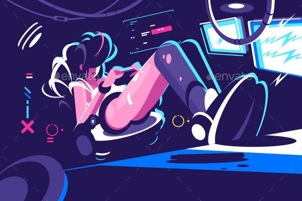 590x393 Professional Computer Gamer Flat Style Poster