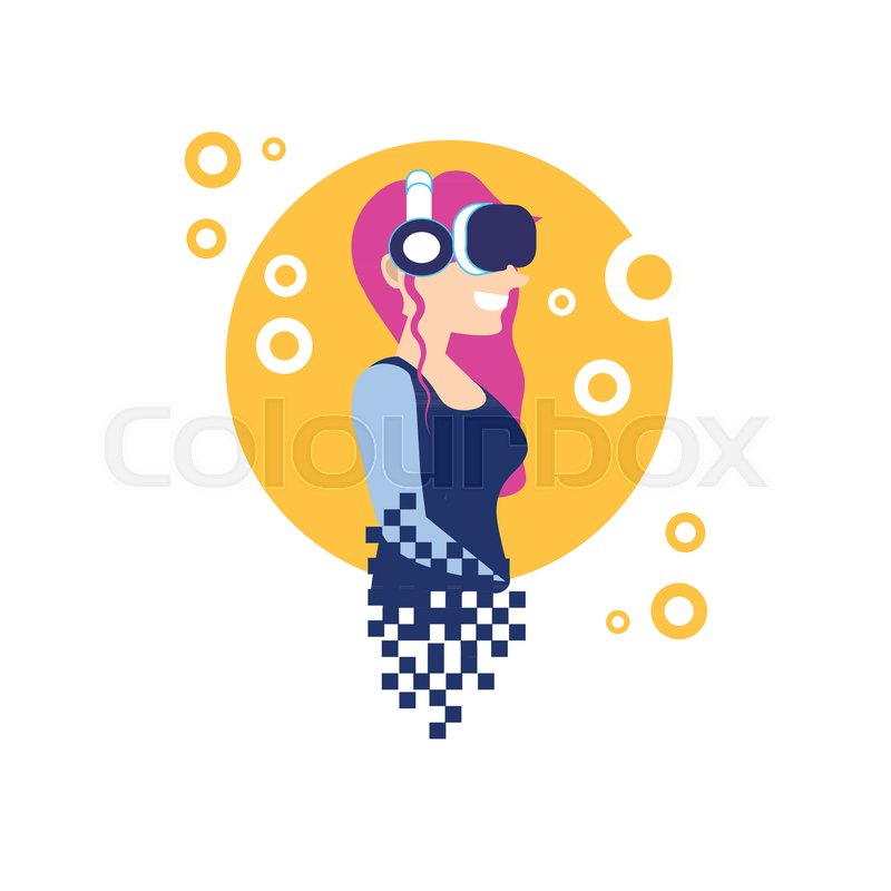 800x800 Virtual Reality Icon Woman Wearing Vr Stock Vector Colourbox