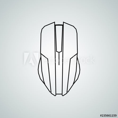 500x500 Computer Gaming Mouse Icon Vector Illustration Linear Symbol