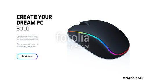500x282 Computer Rgb Gaming Mouse Realistic Isometric Illustration