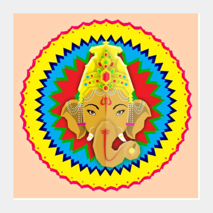 700x700 Ganesha Vector Illustration Square Art Prints Artist Ajay Seth