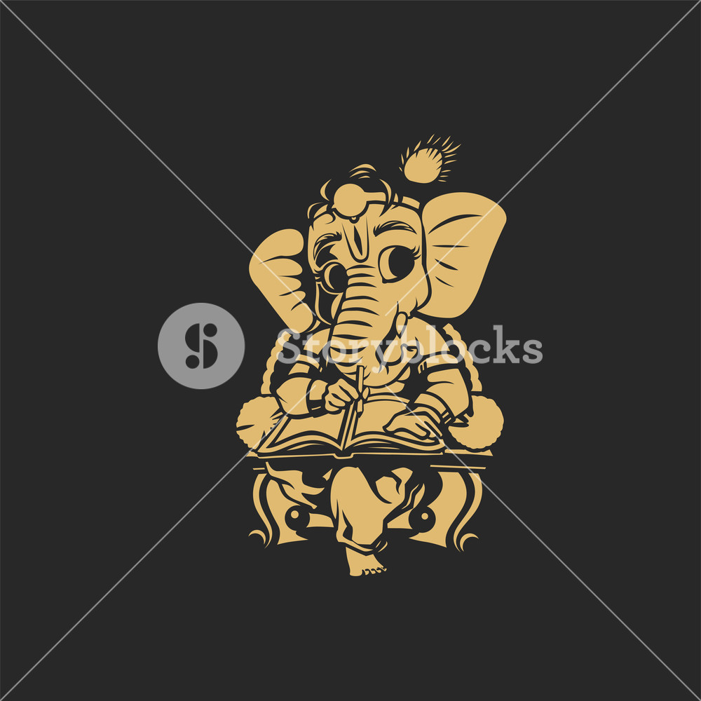 1000x1000 Golden Ganesha Vector Illustration Royalty Free Stock Image