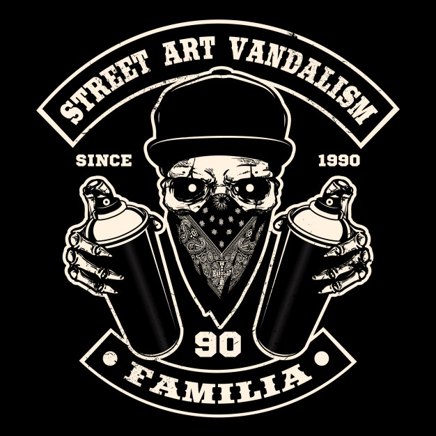 626x626 Gangster Skeleton Pointing Spray Paint Vector Premium Download