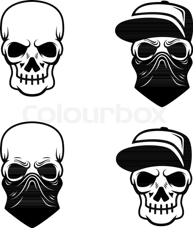 677x800 Gangster Skull With Baseball Cap And Stock Vector Colourbox