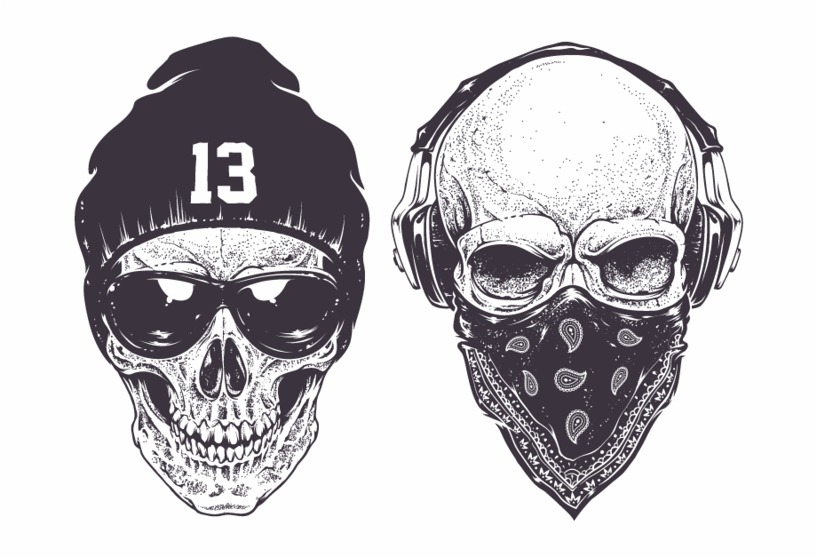 Skull Gangster Vector Rap Gangsta Drawing Clipart. 