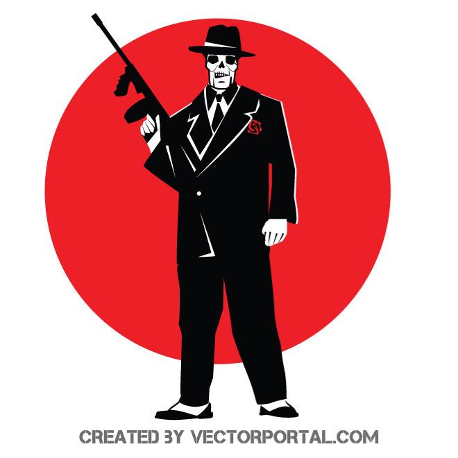 660x660 Skull Of A Gangster Vector Image