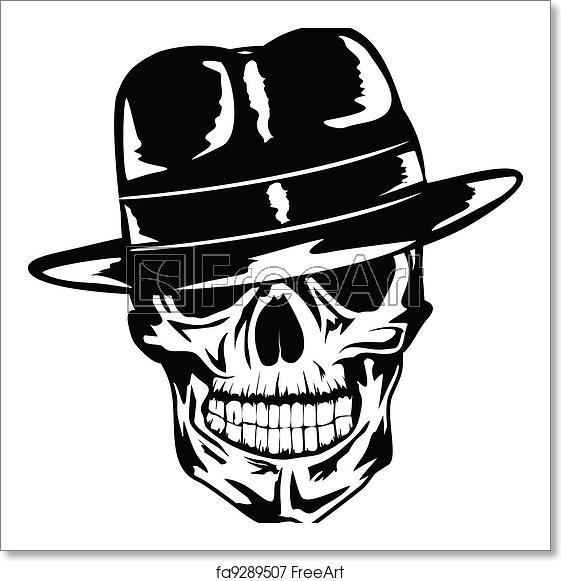 561x581 Free Art Print Of Skull In Hat Gangster Vector Image Of Skull