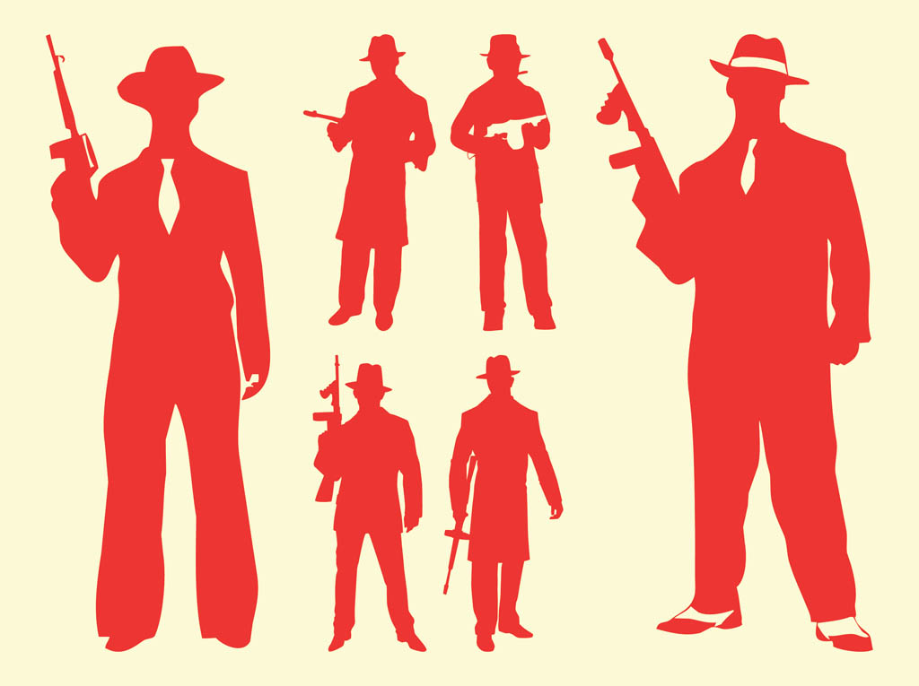 1024x765 Gangster Silhouettes Vector Art Graphics