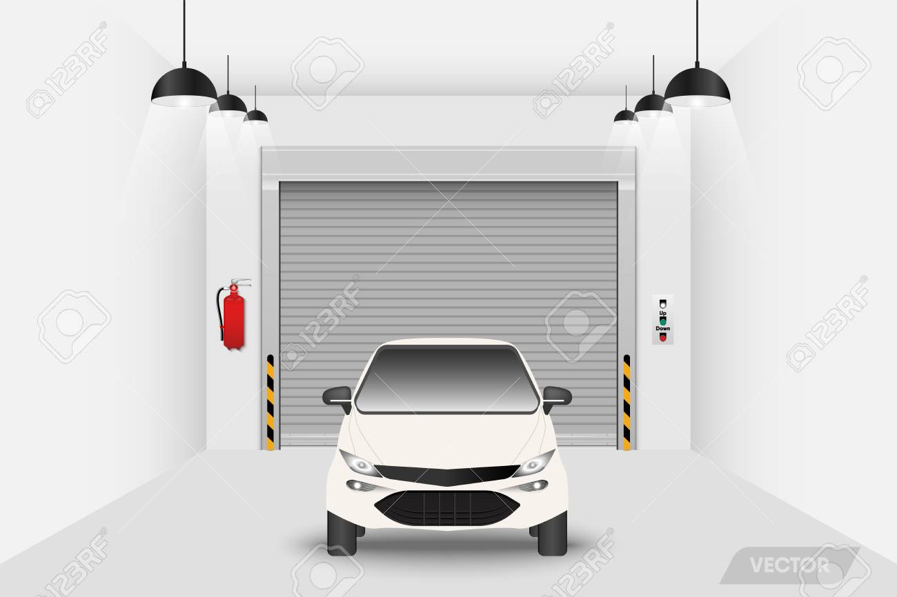 1300x866 Garage Ideas Car Workshop And Rolling Shutter Door Vector