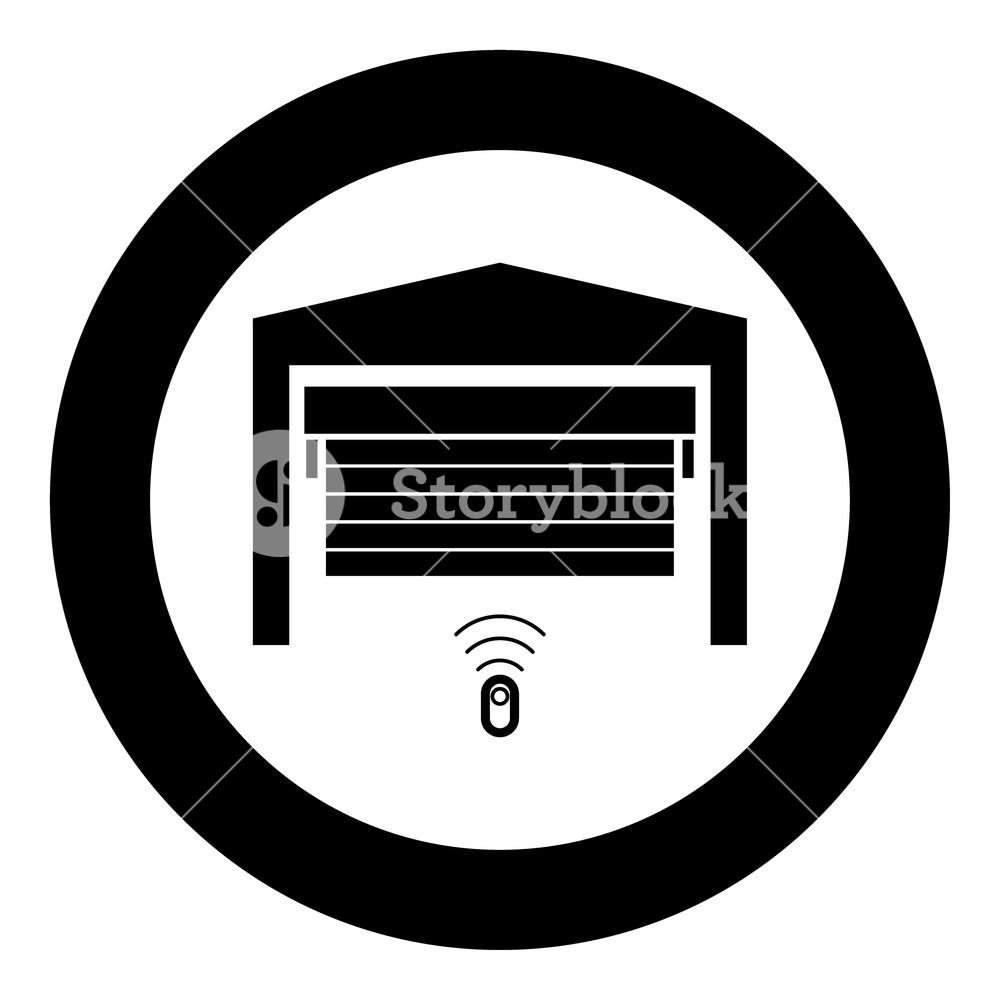 1000x1000 Garage Door Icon Black Color In Circle Or Round Vector