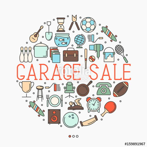 500x500 Garage Sale Or Flea Market Concept In Circle With Text Inside