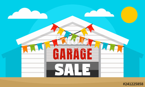 500x300 Home Garage Sale Concept Banner Flat Illustration Of Home Garage