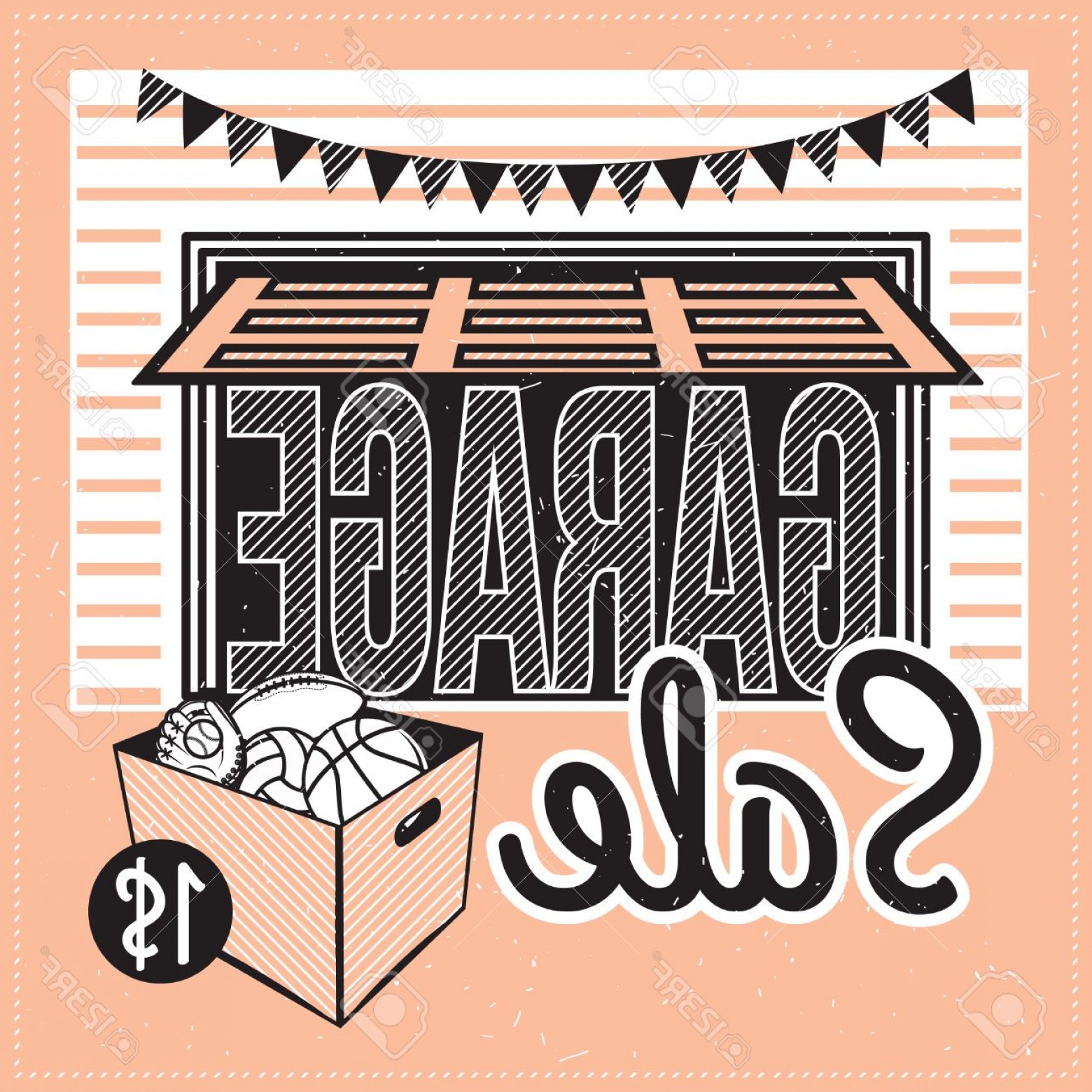 1560x1560 Photostock Vector Garage Or Yard Sale With Signs Box And Household