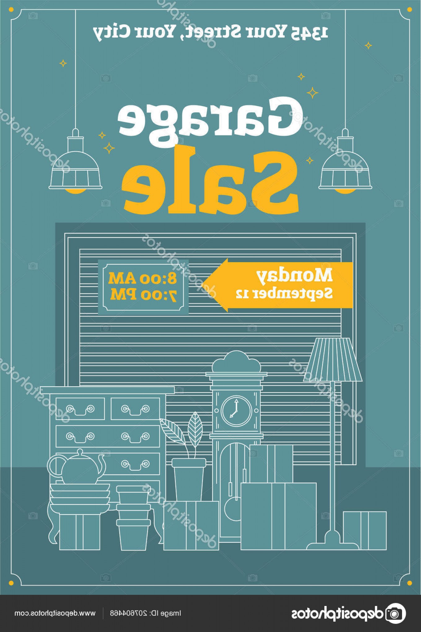 1359x2040 Stock Illustration Garage Sale Vector Illustration Poster
