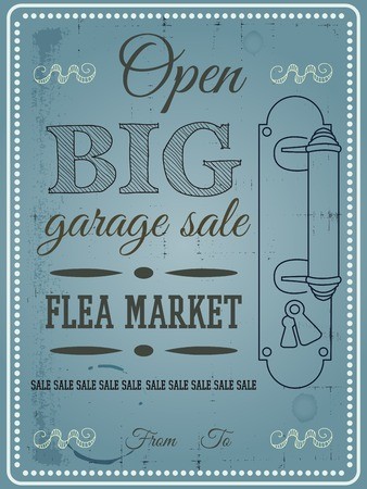 338x450 Vintage Poster Flea Market, Garage Sale Vector Royalty Free
