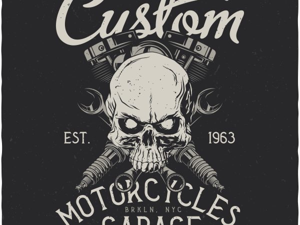 Custom Motorcycles Garage Vector T Shirt Design 600x450 Custom Motorcycles Garage Vector T Shirt Design