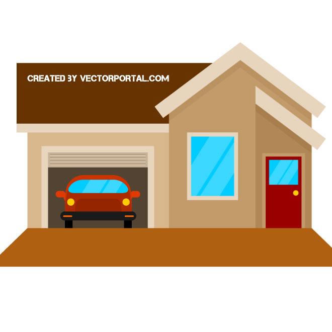House With Garage Vector Image 660x660 House With Garage Vector Image